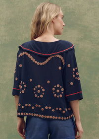 the Great Beaded Vintage Sailor Top Navy