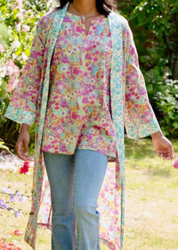 Long Kimono Robe Lime Ciara - Made with Liberty Fabric