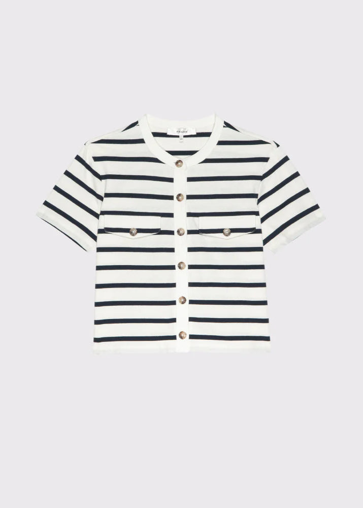 FRAME The Jersey Striped Top Cream