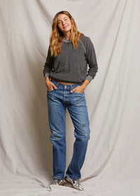 perfectwhitetee Ziggy Shrunken Crew Fleece Dark Heather Grey