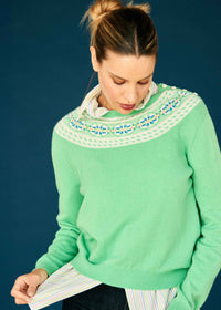 Jumper 1234 Yoke Fairisle Crew Green