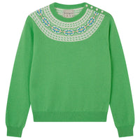 Jumper 1234 Yoke Fairisle Crew Green