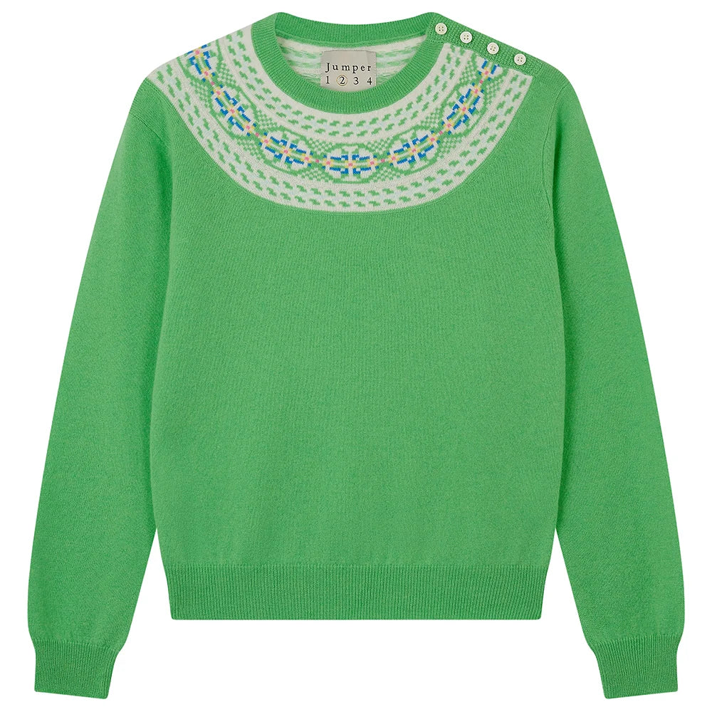 Jumper 1234 Yoke Fairisle Crew Green