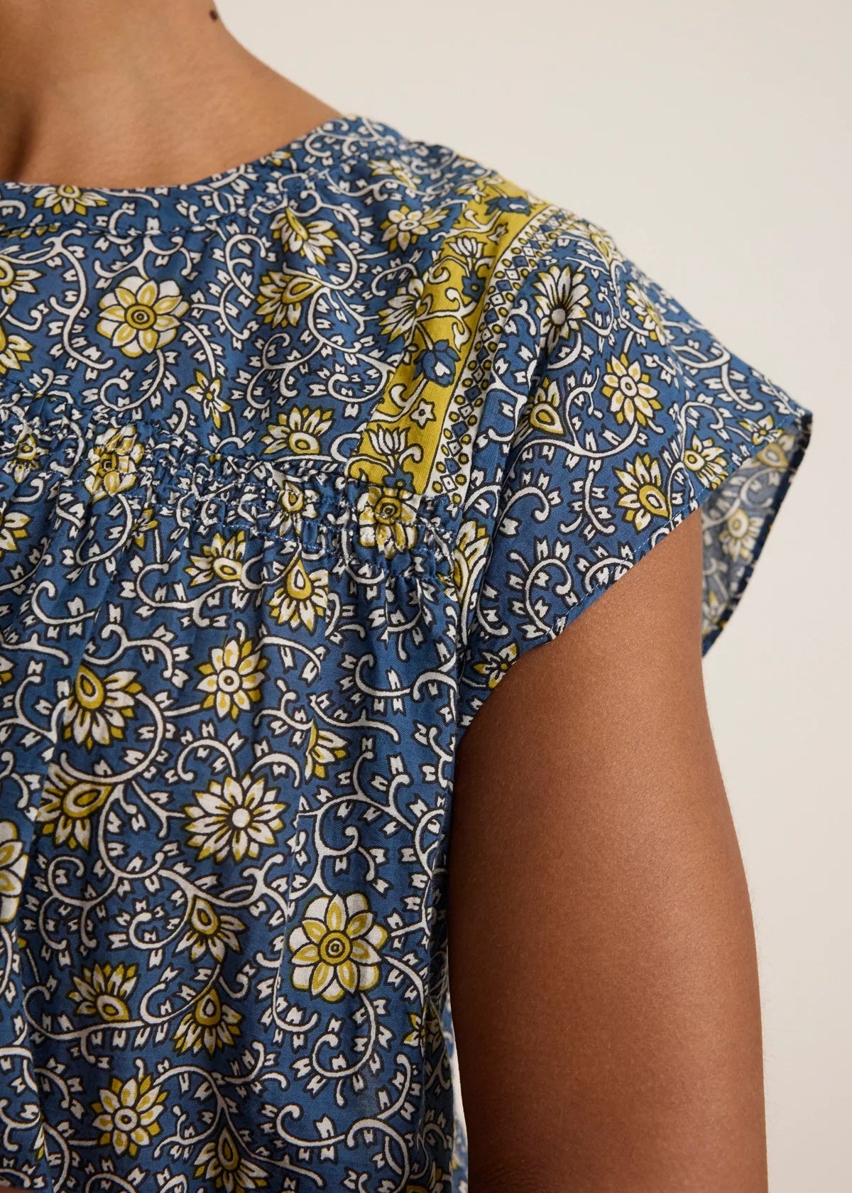 Velvet Selene Top Blue Floral