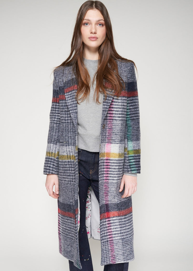 Vilagallo Katherine Multi Check Long Coat