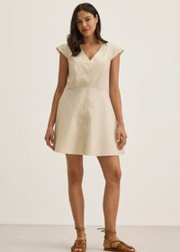 Velvet Inette Placket Dress Sesame