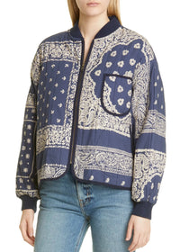 The Great Navy Quilted Bomber Jacket