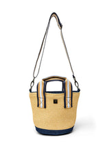 Riviera Bucket Tote (Mini): Dune Raffia w/ Navy