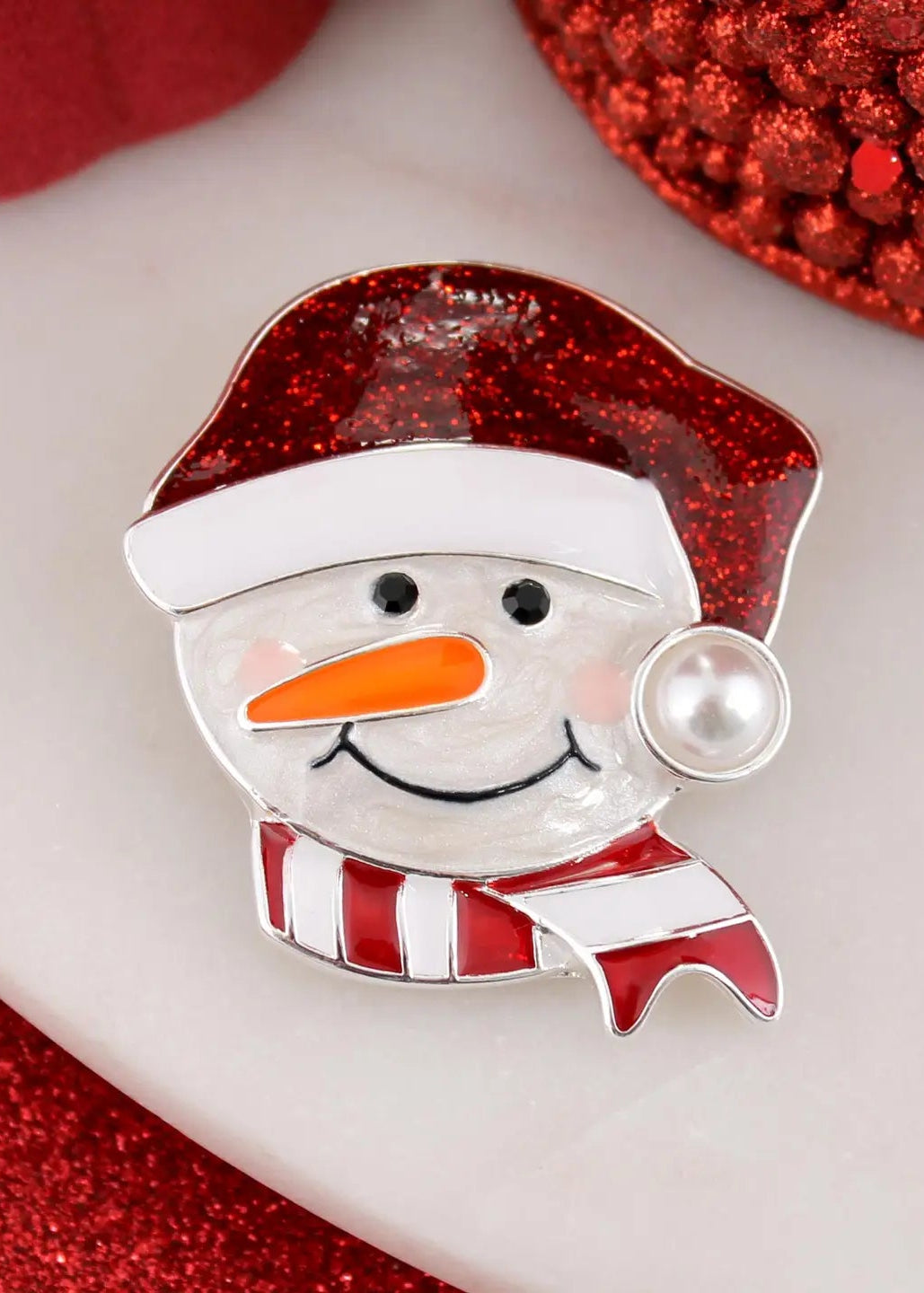 Snowman w/ Santa Hat Pin/Pendant