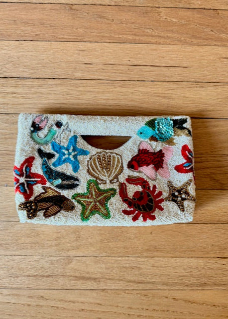 Sea Convention Beaded Clutch