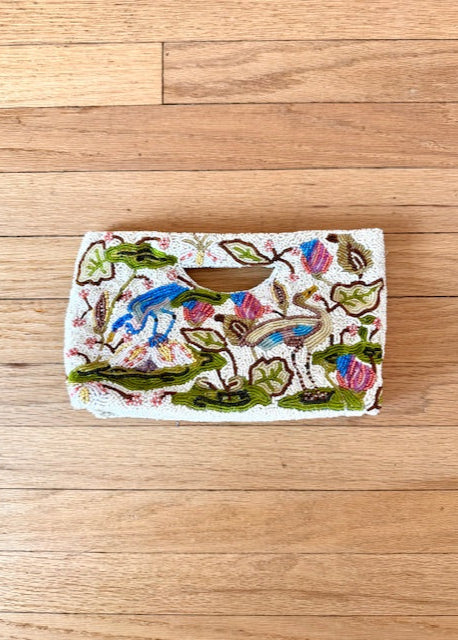 Herons Beaded Cut Out Clutch