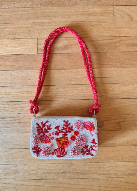 Coral Reef Beaded Shoulder Bag