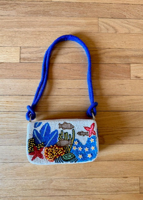 Tropical Ocean Beaded Shoulder Bag