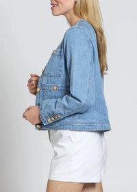 Light Denim Collarless Jacket
