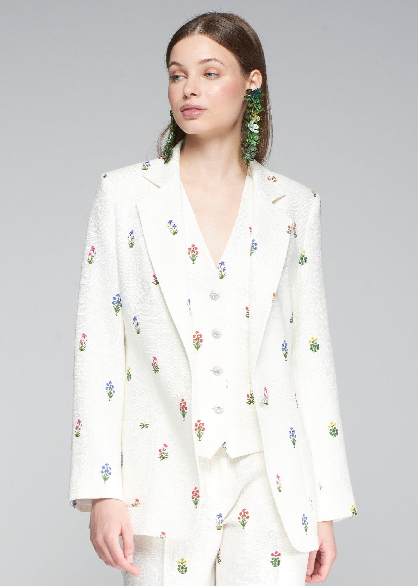 Vilagallo Aberturas Jacket Floral Print White