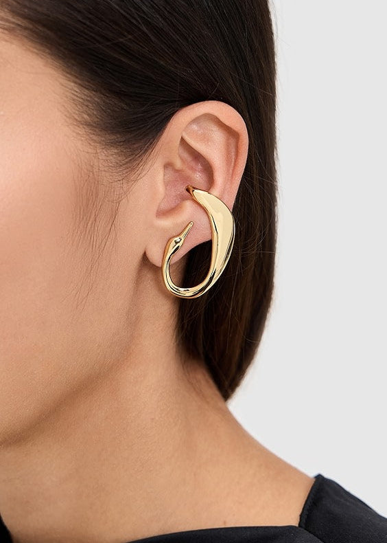 Jenny Bird Egret Climber Earrings Gold