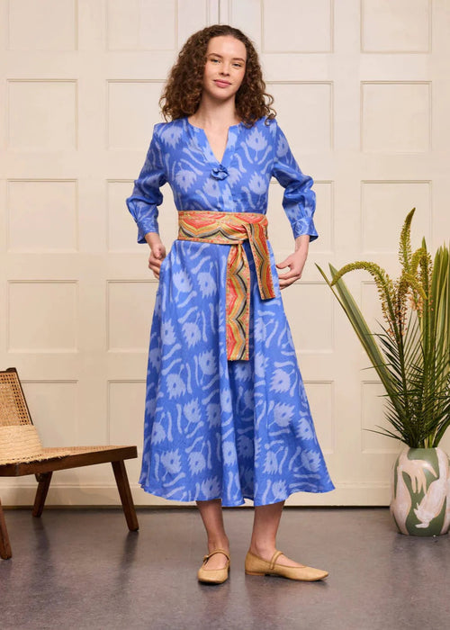 Azurite Dress Ikat Blue