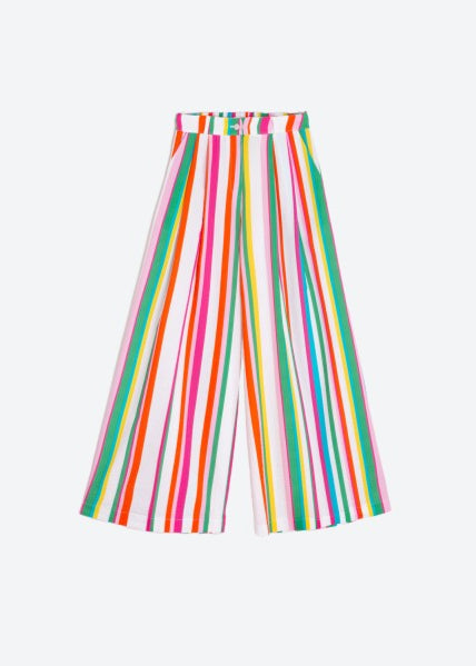 Vilagallo Palazzo Pant Striped Seersucker Multicolor