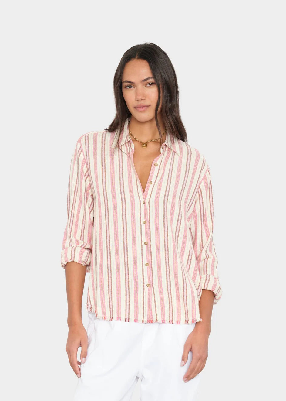 Xirena Bowie Shirt Dusty Pink Stripe