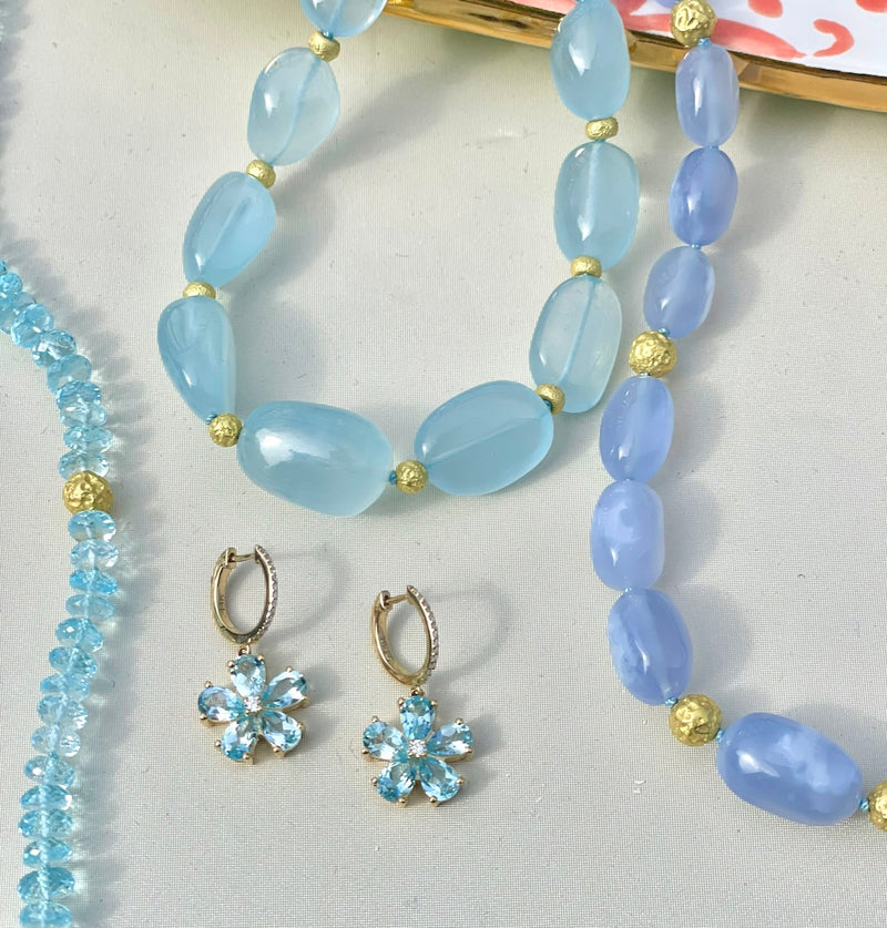 Blue Chalcedony Nuggets Necklace