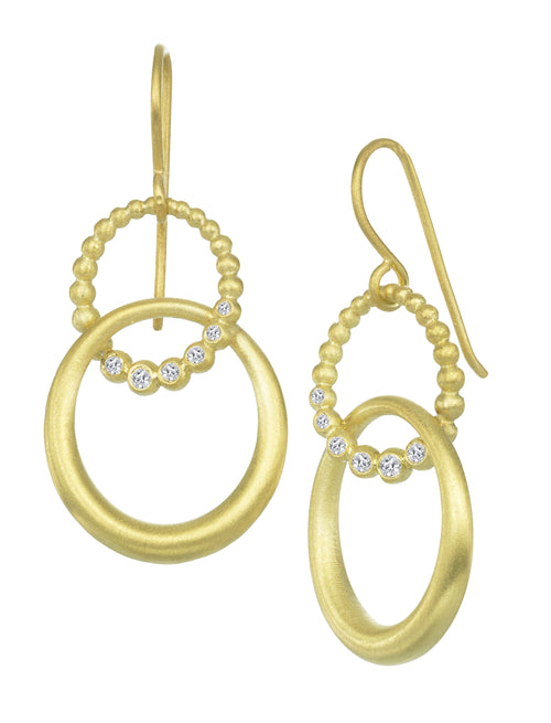 Suzy Landa Double Oval Drop Earrings with Diamonds