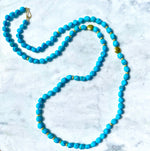 37" Sleeping Beauty Turquoise Necklace with 20k Gold Beads