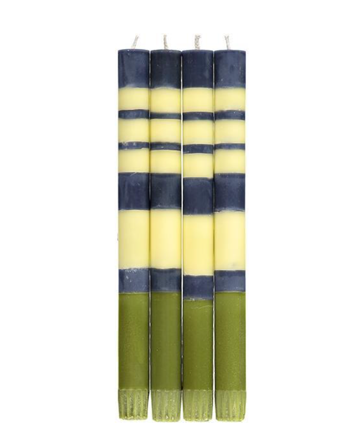 10" Taper Candles - Indigo, Jasmine & Olive, Set 4