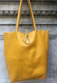 Mustard Grained Leather Tote