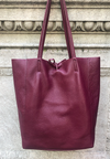 Wine Grained Leather Tote