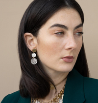 Multi Finish 3 Coin Drop Earrings