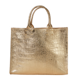 Adelaide Gold Croc Handbag