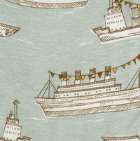 Blue Ships Bamboo Kerchief Bib