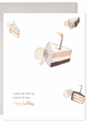 Flying Cake Birthday Card