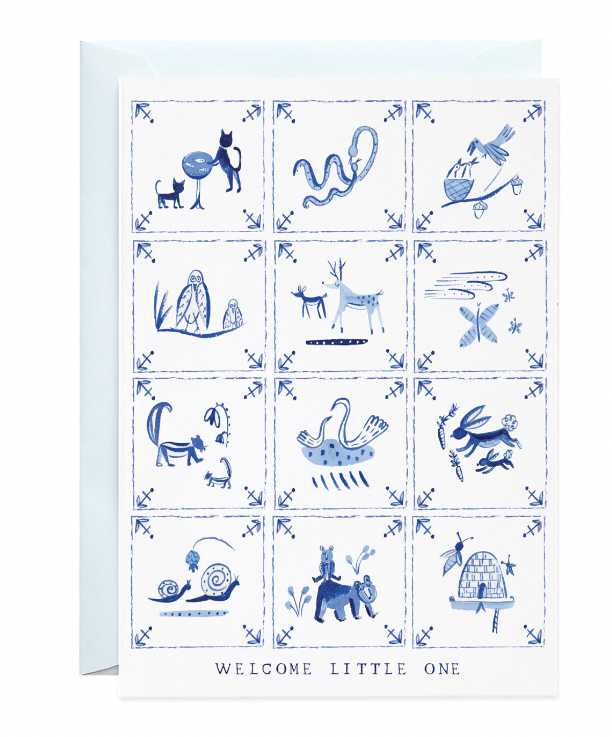 New Baby Delft Tiles Card