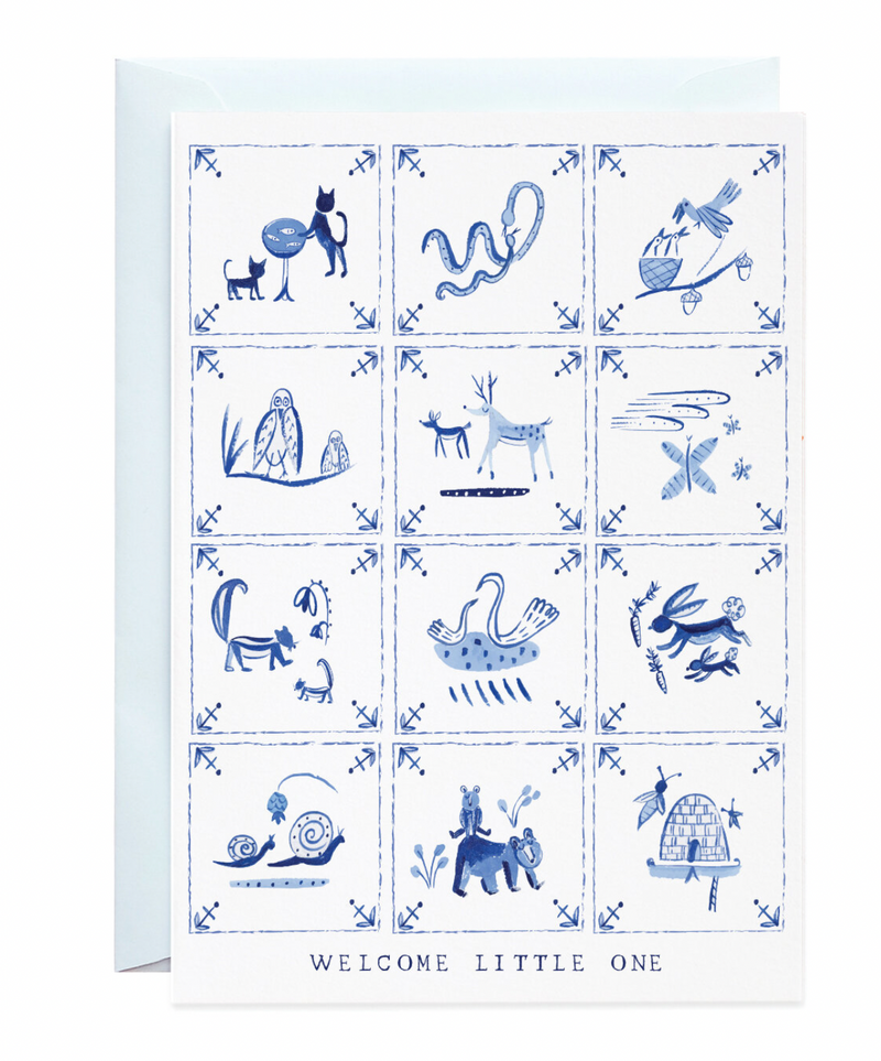New Baby Delft Tiles Card