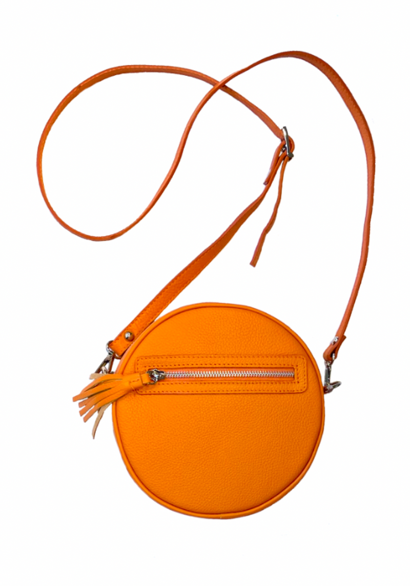 Round Orange Leather Handbag