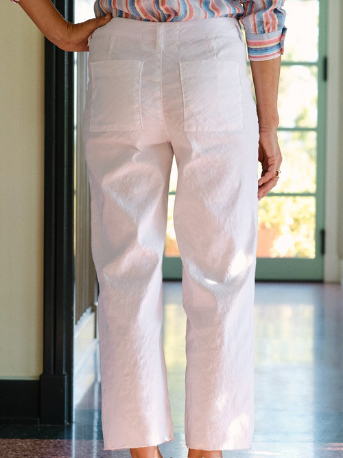 F&E Kinsale Linen Pant - White