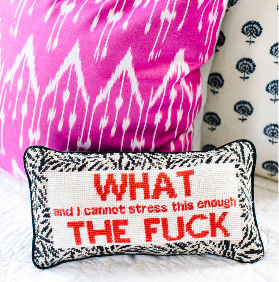 WTF Needlepoint Pillow