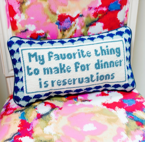 Reservations Needlepoint Pillow