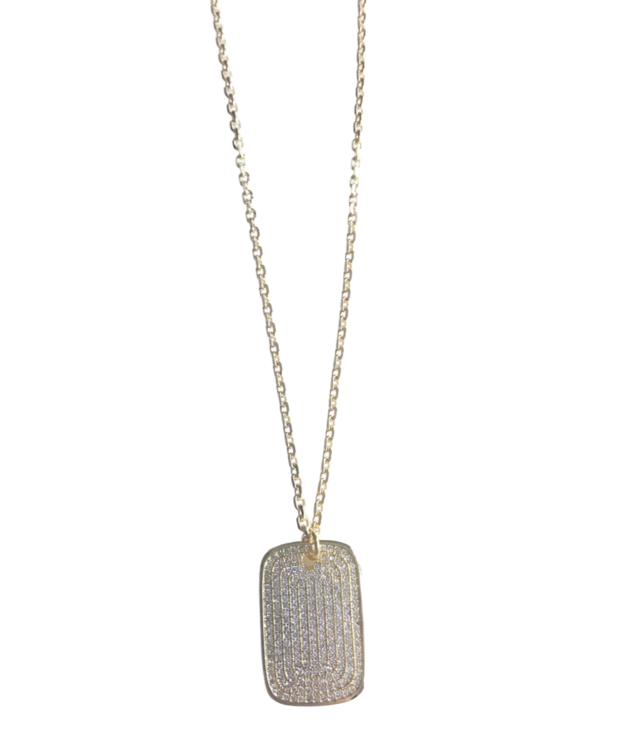 Pave Dog Tag Pendant