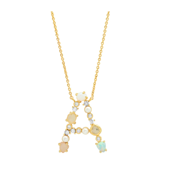 Opal Stone Initial Necklace