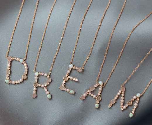 Opal Stone Initial Necklace