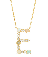 Opal Stone Initial Necklace