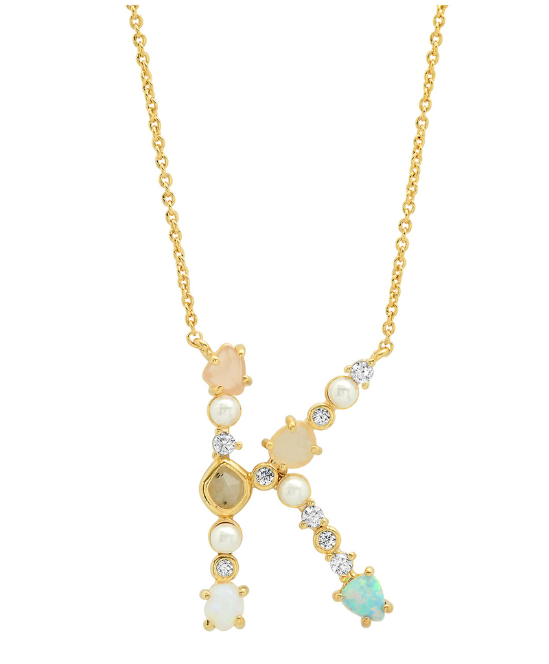 Opal Stone Initial Necklace OMO Jewels Gifts