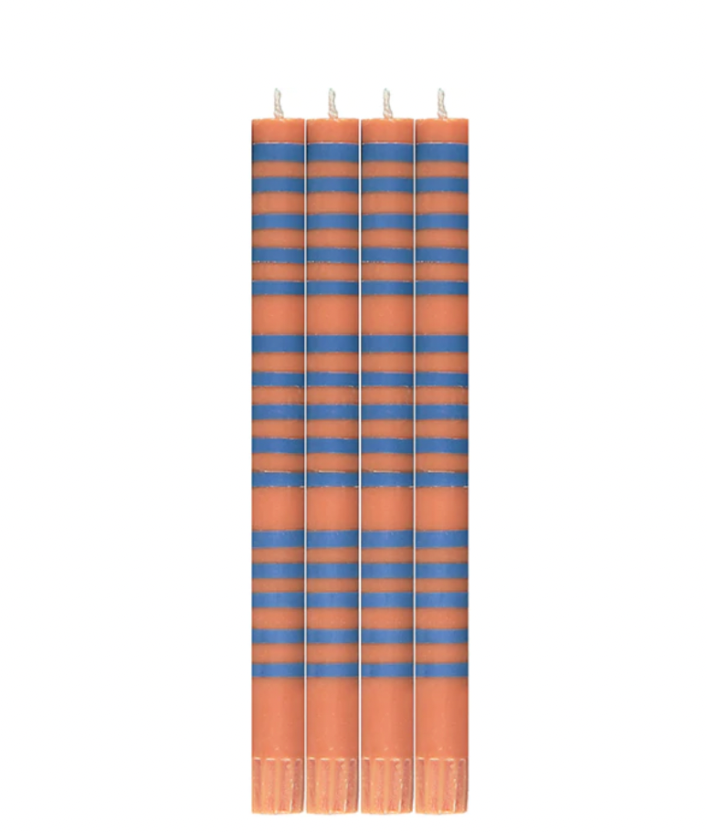 10" Taper Candles - Royal & Orange Set 4