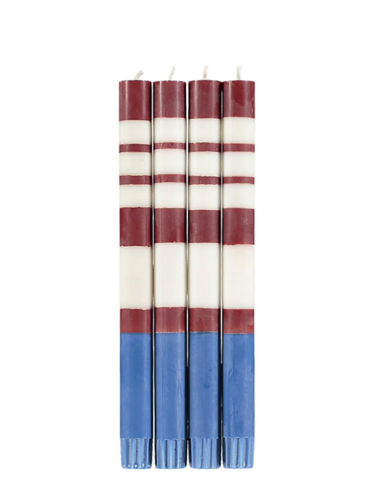 10" Taper Candles - Red, Pearl & Blue Set 4