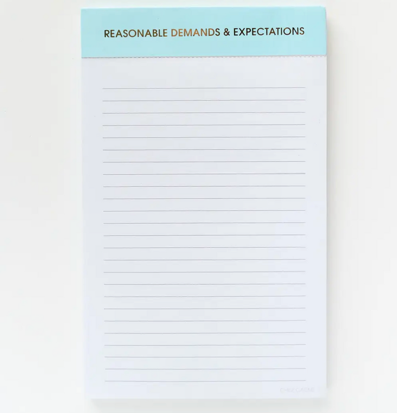 Reasonable Demands and Expectations Notepad