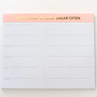 Work Hard Be Nice Swear Often Weekly Planner Notepad