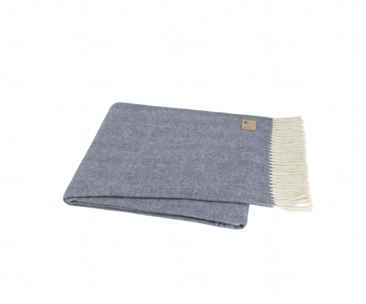 Italian Herringbone Throw in Midnight