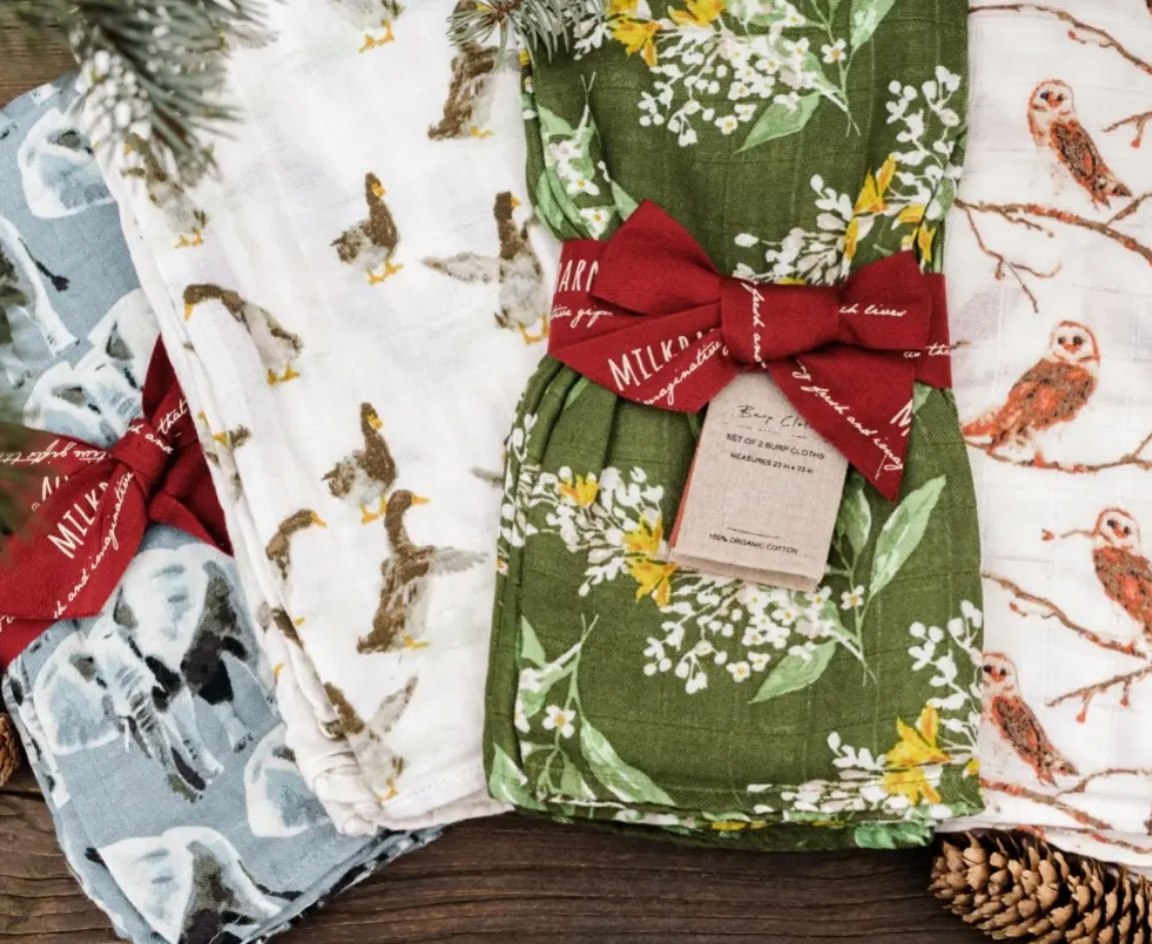 Owl Two-Piece Burp Cloth Set